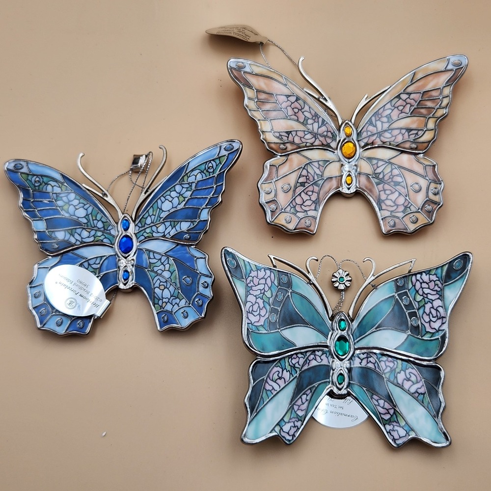 Bradford Exchange Silkin Wings Heirloom Porcelain Butterfly Ornament Set #10